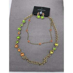 Jamie Rocks gold toned faux gems earring necklace